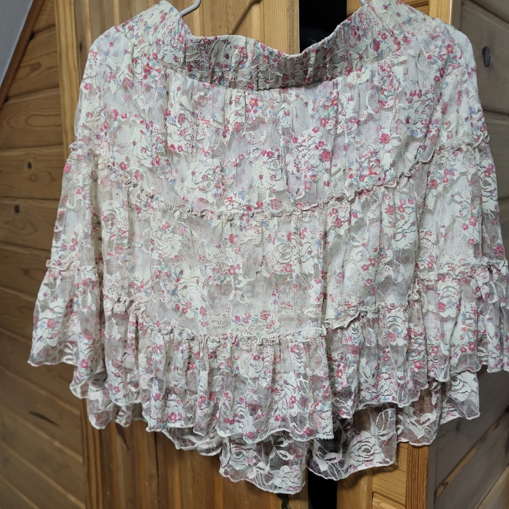 Maurices Pink and Cream Floral Mini Skirt